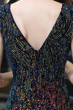 V-Neck Sequins Long Evening Dress With Split by BIZTUNNEL