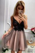 V-neck Short Homecoming Dresses Beaded Short Formal Dress PD395 by pgmdress