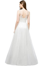 V-neck Sleeveless A-line Floor Length Lace Tulle Prom Dresses by misshow.com