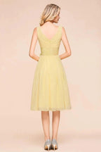 V-Neck Sleeveless A-line Mini Dress Ankle Length Bridesmaid Dress by misshow.com