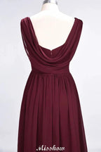 V-Neck Sleeveless Floor-Length Bridesmaid Dress Aline Ruffles Chiffon Party Gown by misshow.com