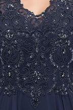 V-neck Sleeveless Long Appliqued Crystals Chiffon Prom Dresses by misshow.com