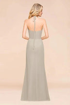 V-Neck Spaghetti Floor Length Folds Bridesmaid Dress by misshow.com