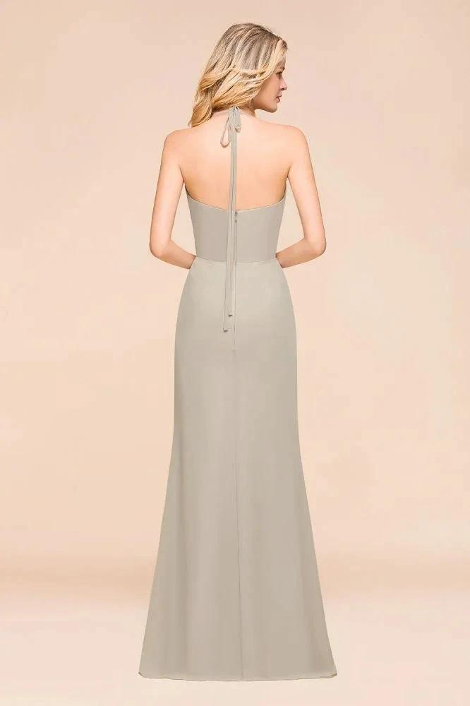 V-Neck Spaghetti Floor Length Folds Bridesmaid Dress by misshow.com
