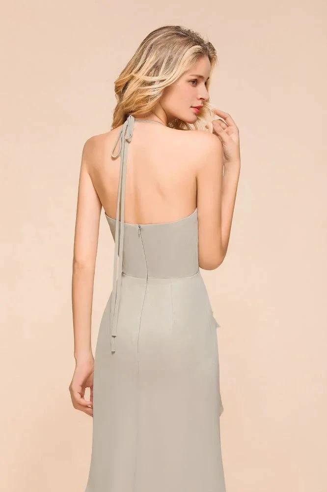 V-Neck Spaghetti Floor Length Folds Bridesmaid Dress by misshow.com