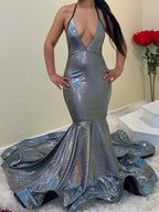 V-neck Spaghetti Straps Floor-length Mermaid Prom Dresses by misshow.com