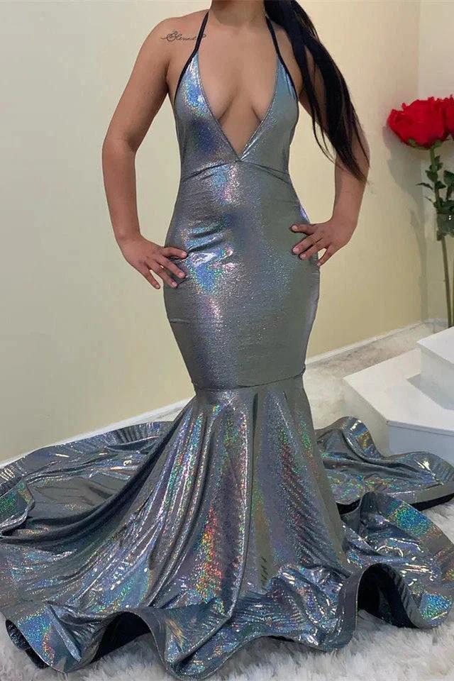 V-neck Spaghetti Straps Floor-length Mermaid Prom Dresses by misshow.com