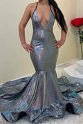 V-neck Spaghetti Straps Floor-length Mermaid Prom Dresses by misshow.com
