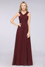 V-Neck Straps Sleeveless Floor-Length Bridesmaid Dress with Ruffles