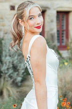 Valeria | White One Shoulder Square Neck Mirror-Cut Sequins Prom Dress With Slit by KissProm