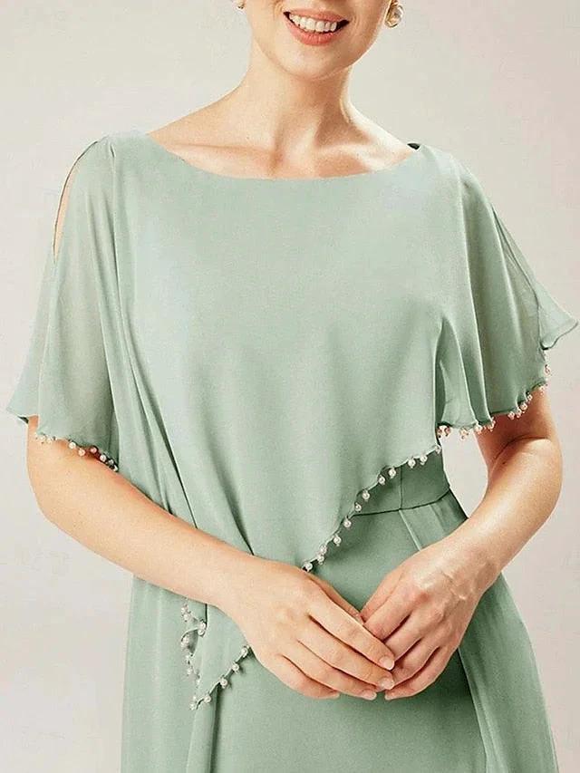 Sheath/Column Scoop Short Sleeves Mother of the Bride Dresses with Tassel by Dreamylily