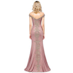 Vintage Column Off-The-Shoulder Sleeveless Satin Prom Dress by misshow.com