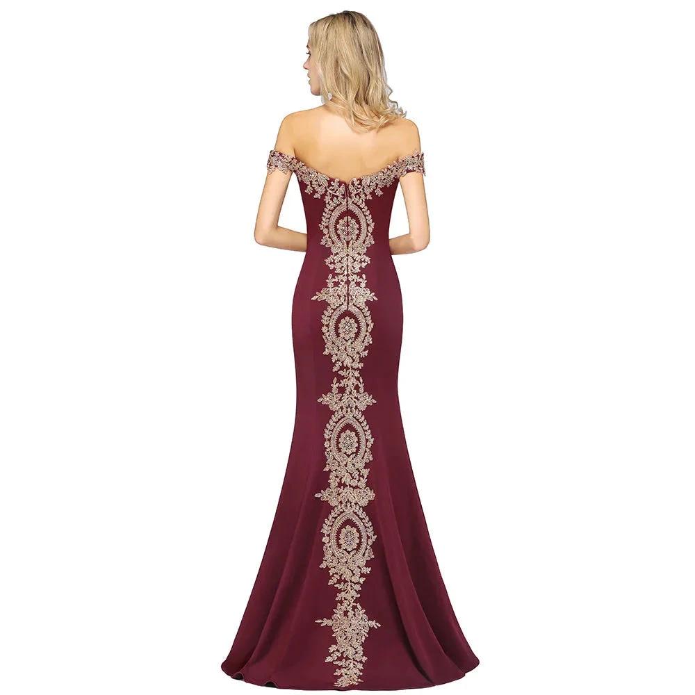 Vintage Column Off-The-Shoulder Sleeveless Satin Prom Dress by misshow.com