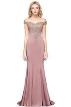 Vintage Column Off-The-Shoulder Sleeveless Satin Prom Dress by misshow.com
