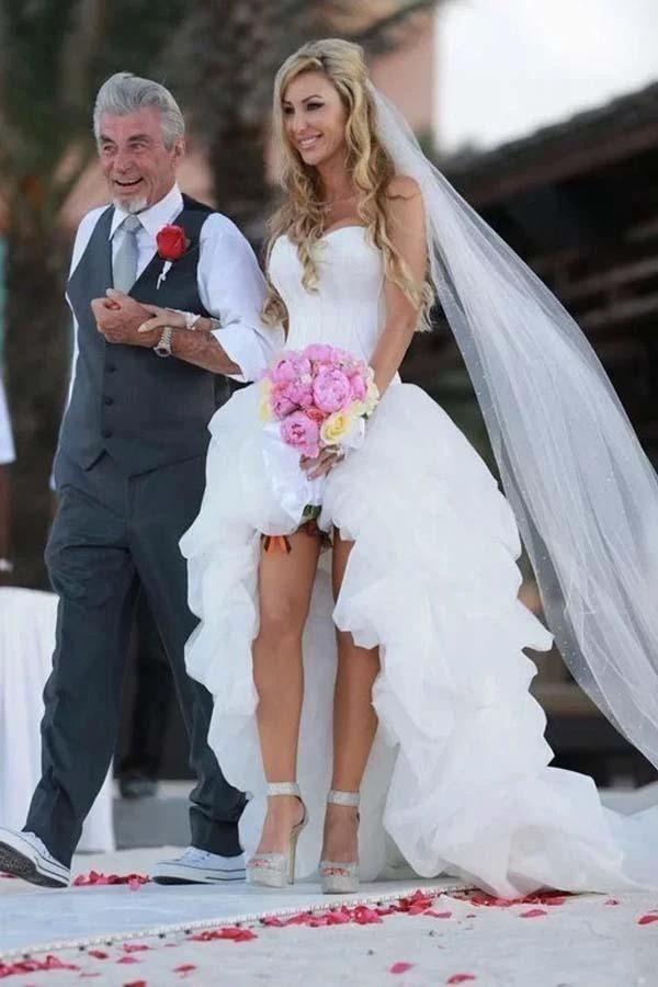 Vintage High Low Beach Weddign Dresses Strapless White Wedding Dresses WD297 by pgmdress