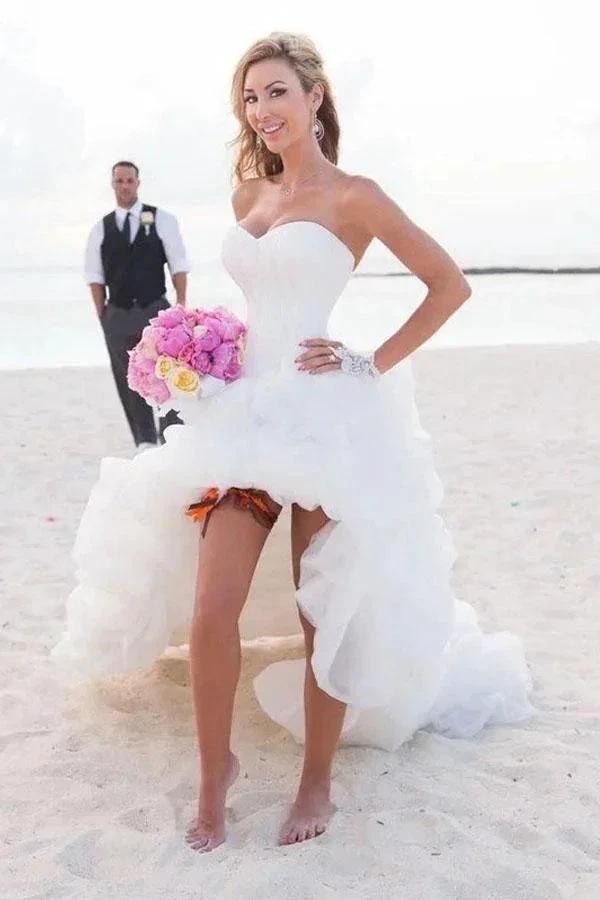 Vintage High Low Beach Weddign Dresses Strapless White Wedding Dresses WD297 by pgmdress