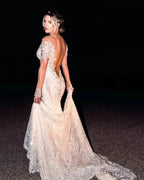 Vintage Lace Mermaid Wedding Dresses with Long Sleeves by misshow.com