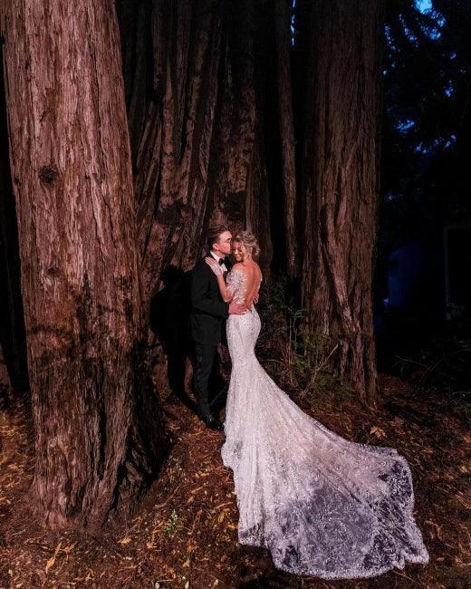 Vintage Lace Mermaid Wedding Dresses with Long Sleeves by misshow.com
