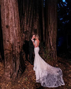 Vintage Lace Mermaid Wedding Dresses with Long Sleeves by misshow.com