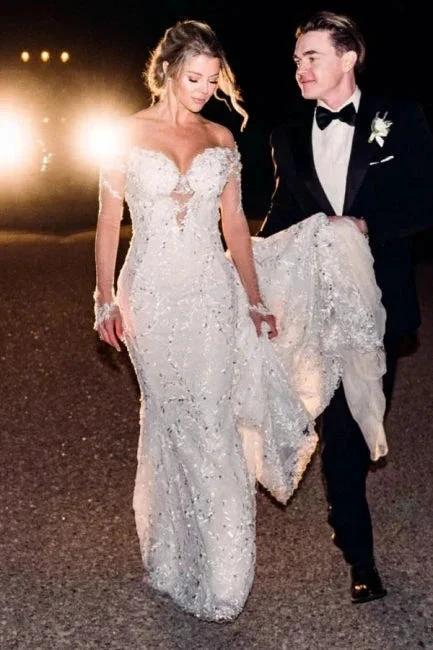 Vintage Lace Mermaid Wedding Dresses with Long Sleeves by misshow.com