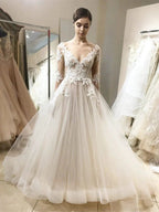 Vintage Lace Wedding Dresses Ball Gown with Long Sleeves WD320 by pgmdress