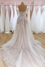 Vintage Long A-Line Off-the-Shoulder Sweetheart Backless Tulle Wedding Dress by BIZTUNNEL