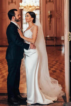 Vintage Long Mermaid Beading Sleeveless Wedding Dresses With Lace by misshow.com