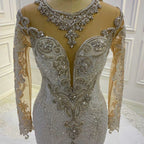 Vintage Long Sleeve Appliques Lace Beading Sequins Mermaid Wedding Dress by BIZTUNNEL