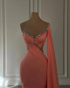Vintage Mermaid Chiffon Scoop Cap Sleeve Prom Dresses With Rhinestone by misshow.com