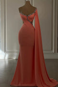Vintage Mermaid Chiffon Scoop Cap Sleeve Prom Dresses With Rhinestone by misshow.com