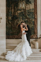 Vintage Mermaid Sleeveless Wedding Dresses With Lace by misshow.com
