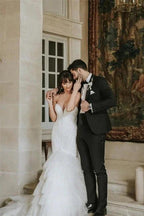 Vintage Mermaid Sleeveless Wedding Dresses With Lace by misshow.com