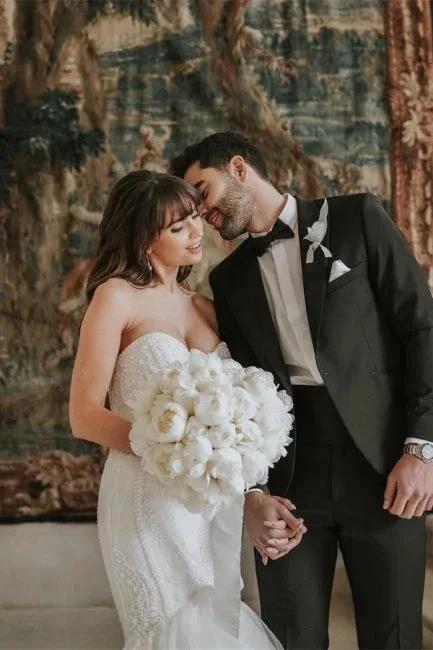 Vintage Mermaid Sleeveless Wedding Dresses With Lace by misshow.com