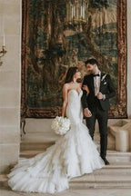 Vintage Mermaid Sleeveless Wedding Dresses With Lace by misshow.com