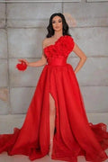 Vintage one shoulder sleeveless a-line tulle evening dresses pattern by misshow.com