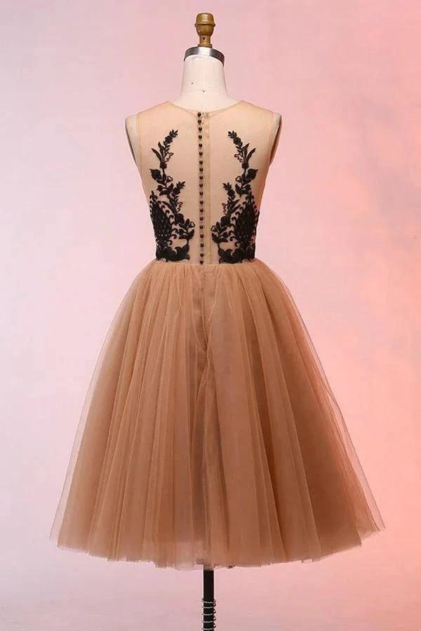 Vintage Short Tulle Appliques Homecoming Dress Short Prom Dress PD298 by pgmdress