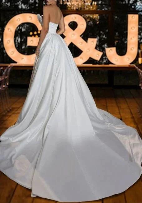 Vintage strapless mermaid sequined sleeveless satin Wedding Dresses by misshow.com