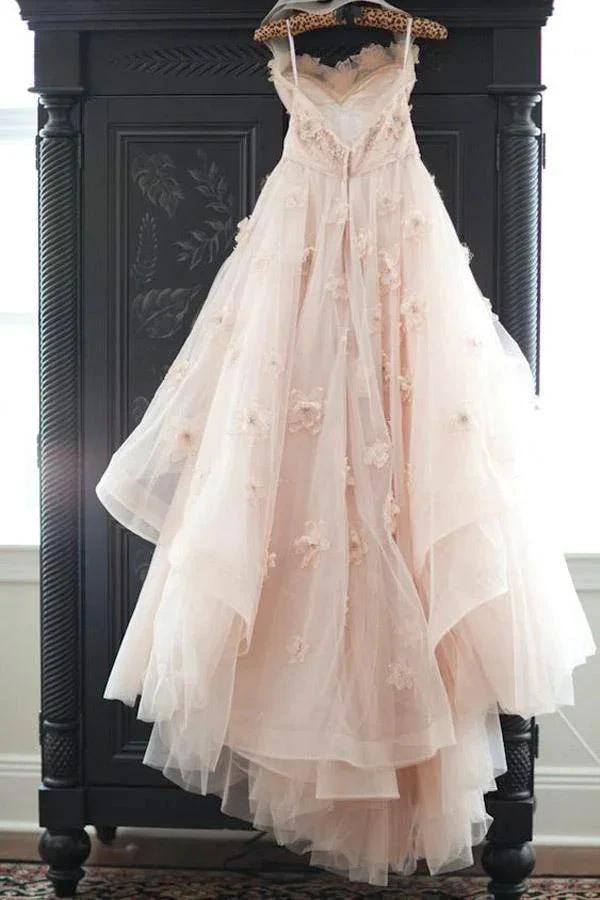 Vintage Strapless Sweetheart Neckline Flower Tulle Wedding Dress WD132 by pgmdress