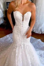 Vintage Sweetheart Lace Sleeveless Mermaid Wedding Dress Bridal Gowns by misshow.com