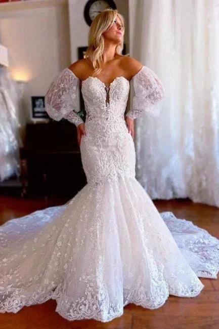 Vintage Sweetheart Lace Sleeveless Mermaid Wedding Dress Bridal Gowns by misshow.com