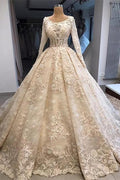 Vintage wedding dress with lace | Wedding dress with sleeves by misshow.com
