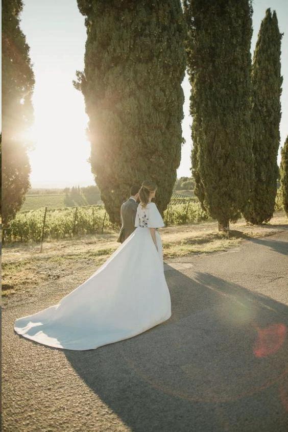 Wedding Dresses Bateau Embroidery Romantic Half Sleeve Bridal Gown WD483 by pgmdress