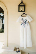 Wedding Dresses Bateau Embroidery Romantic Half Sleeve Bridal Gown WD483 by pgmdress