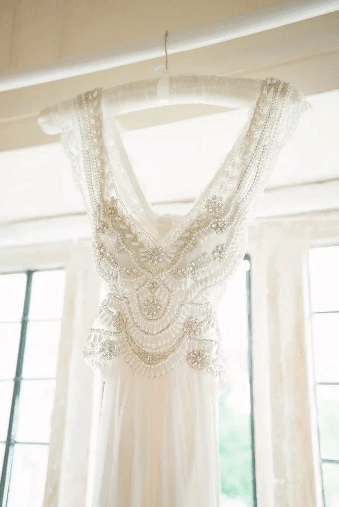 Wedding Dresses Modest Deep V-neck Beach Open Back Bridal Gowns WD539 by pgmdress