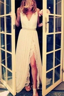 Cheap White Long Lace Wedding Dresses, Prom Dresses, Elegant Evening Dresses, MW126 by musebridals