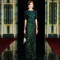 Sparkle Sexy Mermaid Evening Dresses Long Sequined O-Neck Green Evening Gowns For Party Vestidos Largos Fiesta by Sunnderly