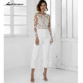 White Jumpsuit Beach Wedding Dresses Long Sleeve