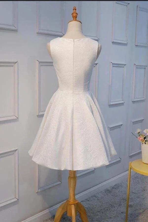 White Lace Applique Short Prom Dresses Homecoming Dresses PD160 by pgmdress