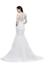 White Lace Mermaid Jewel Wedding Dress by misshow.com