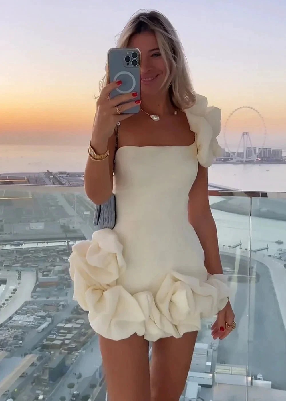 White Strapless Homecoming Dress With Ruffles by KissProm